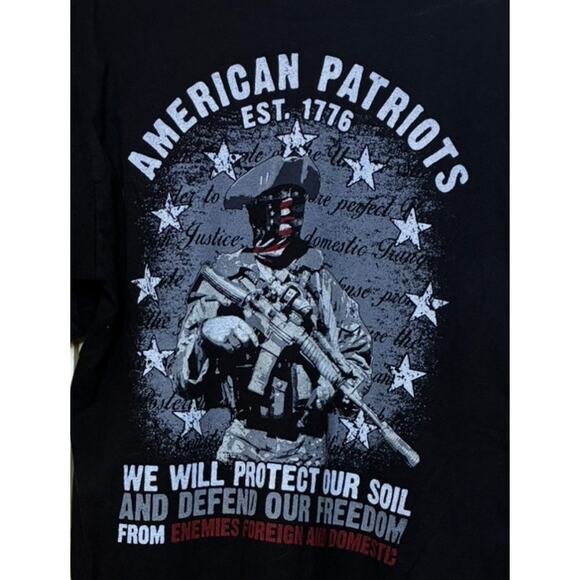 American Apparel Warrior 12 Patriotic Black T-Shirt Unisex Men’s US XL Freedom - Picture 1 of 7